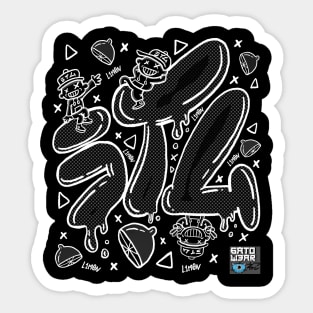 L1M0N Graffiti 6AT0W3AR Anniversary Tee ( White Linework) Sticker